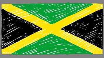 Jamaica nationaal land vlag markeerstift of potlood schetsen looping animatie video