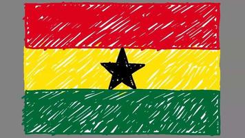 drapeau national du ghana marqueur ou croquis au crayon vidéo d'animation en boucle video