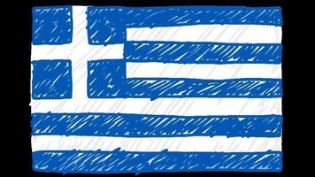 marcador de la bandera del país nacional de grecia o video de animación en bucle de dibujo a lápiz