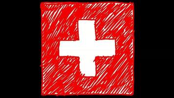 schweizer landesflaggenmarker oder bleistiftskizze looping animationsvideo video