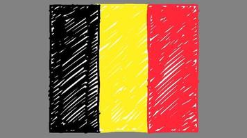 marqueur de drapeau national belgique ou croquis au crayon vidéo d'animation en boucle video
