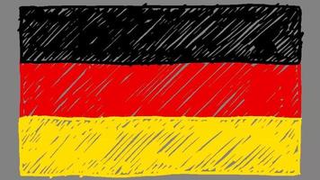 marcador de la bandera del país nacional de alemania o video de animación en bucle de dibujo a lápiz