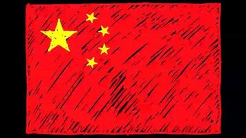 China National Country Flag Marker or Pencil Sketch Looping Animation Video