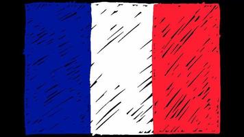 France National Country Flag Marker or Pencil Sketch Looping Animation Video