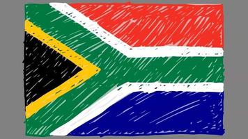 marcador de bandeira nacional da áfrica do sul ou desenho a lápis vídeo de animação em loop video