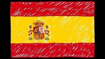 spanien nationalflaggenmarkierung oder bleistiftskizze looping animation video