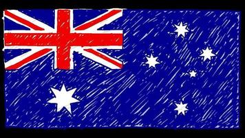 marcador de la bandera del país nacional de australia o video de animación en bucle de dibujo a lápiz