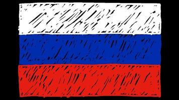 drapeau national de la russie marqueur ou croquis au crayon vidéo d'animation en boucle video