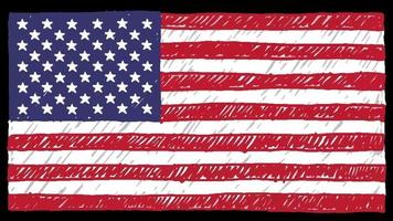 United States National Country Flag Marker or Pencil Sketch Looping Animation Video