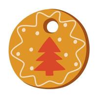 Gingerbread cookie. Christmas sweet. Winter homemade sweet. Hand drawn vector illustrations isolated on the white background.