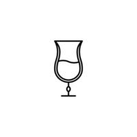 hurricane or tulip glass icon with half filled with water on white background. simple, line, silhouette and clean style. black and white. suitable for symbol, sign, icon or logo vector