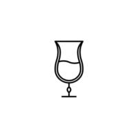 hurricane or tulip glass icon with half filled with water on white background. simple, line, silhouette and clean style. black and white. suitable for symbol, sign, icon or logo vector