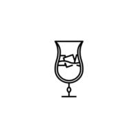 icono de vidrio de huracán o tulipán con cubo de hielo sobre fondo blanco. simple, línea, silueta y estilo limpio. en blanco y negro. adecuado para símbolo, signo, icono o logotipo vector