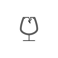 cracked snifter glass icon on white background. simple, line, silhouette and clean style. black and white. suitable for symbol, sign, icon or logo vector