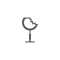 crushed goblet glass icon on white background. simple, line, silhouette and clean style. black and white. suitable for symbol, sign, icon or logo vector