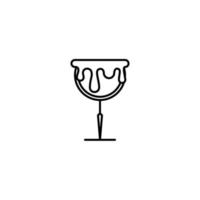 goblet glass icon with overfilled with water on white background. simple, line, silhouette and clean style. black and white. suitable for symbol, sign, icon or logo vector