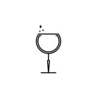 sparkling goblet glass icon on white background. simple, line, silhouette and clean style. black and white. suitable for symbol, sign, icon or logo vector