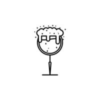 goblet glass icon with soda and foam on white background. simple, line, silhouette and clean style. black and white. suitable for symbol, sign, icon or logo vector