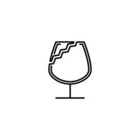 broken snifter glass icon on white background. simple, line, silhouette and clean style. black and white. suitable for symbol, sign, icon or logo vector