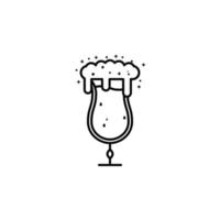 icono de vidrio de huracán o tulipán con soda y espuma sobre fondo blanco. simple, línea, silueta y estilo limpio. en blanco y negro. adecuado para símbolo, signo, icono o logotipo vector