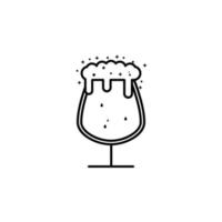 icono de copa de vidrio con soda y espuma sobre fondo blanco. simple, línea, silueta y estilo limpio. en blanco y negro. adecuado para símbolo, signo, icono o logotipo vector