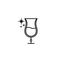 icono de vidrio de huracán o tulipán con agua fría sobre fondo blanco. simple, línea, silueta y estilo limpio. en blanco y negro. adecuado para símbolo, signo, icono o logotipo vector