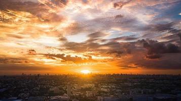 Evening cloudscape in city, Colorful sunset photo