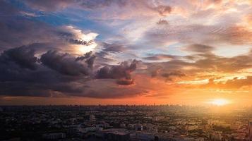 Evening cloudscape in city, Colorful sunset photo