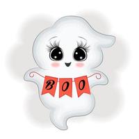 Cute Halloween ghost, vector illustration for print