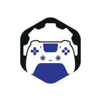 plantilla de diseño de logotipo vectorial de reparación de videojuegos. gamepad con diseño de vector de icono de engranaje.