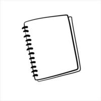 cuaderno con página en blanco. hoja blanca dibujada a mano y plantilla escolar. vector