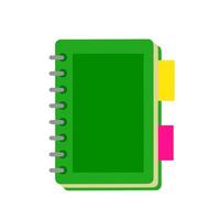 Notepad. Closed notebook for writing. School book or textbook for studying. Flat cartoon