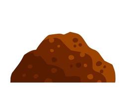 Pile of earth. Brown mound. Land and soil for farming. Flat cartoon isolated on white vector