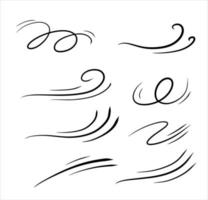 Curve Wind. Abstract Air flow. Black wavy line. Breeze and weather icon. Flat illustration isolated on white background vector