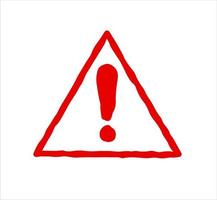 Red Danger sign. Exclamation mark in a triangle. Attention and caution. Brush stroke style vector