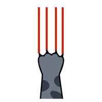 Grey cat foot. Scratch with blood trail. Aggression and injuries. Evil behavior of pet - Cartoon flat illustration