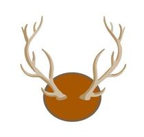 Horn of deer. Hunting trophy. Wall decoration element. Part of the stag animal head vector