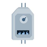 Caldera de gas. calentador de casa. sistema de horno. icono de vector de dibujos animados. sistema de calefacción combi. caldera de gas inteligente blanca con quemador para calor