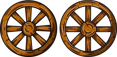 Old wooden cart wheels. vector