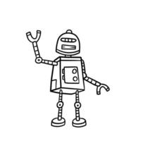 robot. personaje de garabato. hombre de la computadora de metal. niños divertidos dibujando. mecanismo amistoso. vector