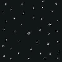 doodle cosmos ilustración ambientada en estilo infantil, clipart de diseño. polvo de estrella del espacio abstracto dibujado a mano. en blanco y negro. vector