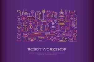 banner de vector de taller de robot