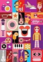 Music Party vector pop art collage