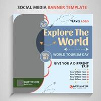 Tourism Day Travel Vacation Social Media Post Banner Ad Template Design Free Download vector