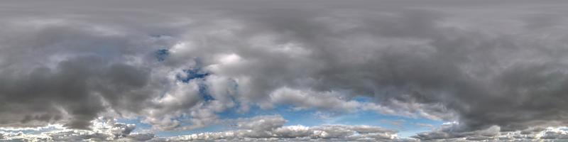 seamless hdri panorama 360 degrees angle view blue sky with beautiful fluffy cumulus clouds with zenith for use in 3d graphics or game development as sky dome or edit drone shot photo