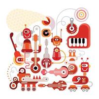 robots tocando instrumentos musicales vector