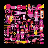 Funny Musicians Play Music And Have A Fun vector