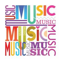 Music square shape text design vector