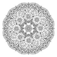 patrón circular en forma de mandala para henna, mehndi, tatuaje, decoración. adorno decorativo en estilo étnico oriental. página de libro para colorear. vector