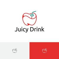 jugosa bebida manzana fruta jugo monoline logo vector